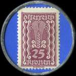 Timbre-monnaie Johann Urban & Sohn - Wien - 25 kronen sur fond bleu - revers