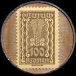 Timbre-monnaie Johann Urban & Sohn - Wien - 100 kronen sur fond beige - revers