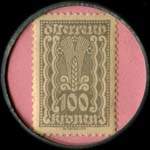 Timbre-monnaie Johann Urban & Sohn - Wien - 100 kronen sur fond rose - revers