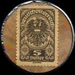 Timbre-monnaie J. Wiegele - 5 heller sur fond marbr - revers