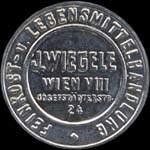 Timbre-monnaie J. Wiegele - 10 heller rouge sur fond marbr - avers
