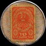 Timbre-monnaie J. Wiegele - 10 heller orange sur fond marbr - revers