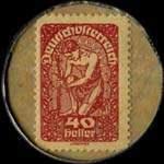 Timbre-monnaie J. Wiegele - 40 heller rouge sur fond marbr - revers