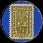 Timbre-monnaie J. Wiegele - 1/2 krone sur fond bleu roi - revers