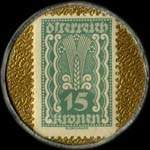 Timbre-monnaie J. Wiegele - 15 kronen sur fond dor - revers