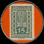 Timbre-monnaie J. Wiegele - 15 kronen sur fond orange - revers