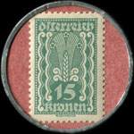 Timbre-monnaie J. Wiegele - 15 kronen sur fond saumon - revers