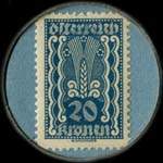 Timbre-monnaie J. Wiegele - 20 kronen sur fond bleu - revers