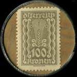 Timbre-monnaie J. Wiegele - 100 kronen sur fond marbr - revers
