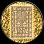 Timbre-monnaie Zivnostenska Banka - Wien I - 100 kronen sur fond dor - revers