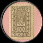 Timbre-monnaie Zivnostenska Banka - Wien I - 100 kronen sur fond rose - revers