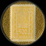 Timbre-monnaie Zivnostenska Banka - Wien I - 500 kronen sur fond dor - revers