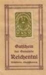 Timbre-monnaie (gutschein) Reichental im Muehlkreis - 45 heller vert sur papier tamponné - face