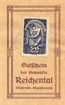 Timbre-monnaie (gutschein) Reichental im Muehlkreis - 50 heller bleu-noir sur papier tamponné série 5C - face