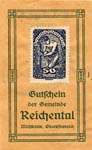 Timbre-monnaie (gutschein) Reichental im Muehlkreis - 50 heller bleu-noir sur papier tamponné série 6B - face