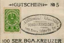 Timbre-monnaie (gutschein) Schenkenfelden - 5 heller vert sur carton blanc - face