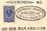 Biefmarkengeld Schenkenfelden - 25 heller - timbre-monnaie - encased stamp - gutschein - front