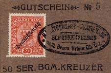 Biefmarkengeld Schenkenfelden - 80 heller marron - timbre-monnaie - encased stamp - gutschein - front