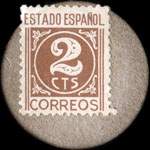 Carton moneda Alicante 1936 - 2 centimos - timbre-monnaie de fantaisie - Espagne - revers