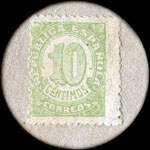 Carton moneda Alicante 1936 - 10 centimos - timbre-monnaie de fantaisie - Espagne - revers