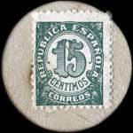 Carton moneda Alicante 1936 - 15 centimos - timbre-monnaie de fantaisie - Espagne - revers