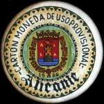 Carton moneda Alicante 1936 - 20 centimos - timbre-monnaie de fantaisie - Espagne - avers