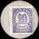 Carton moneda Alicante 1936 - 20 centimos - timbre-monnaie de fantaisie - Espagne - revers