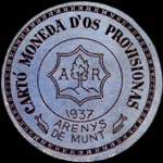 Timbre-monnaie de fantaisie - Arenys de Munt - 1937 - Espagne - carton moneda