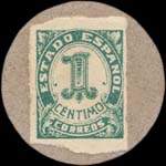 Carton moneda Badajoz 1936 - 1 centimo - timbre-monnaie de fantaisie - Espagne - revers