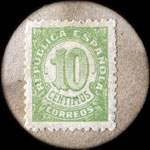 Carton moneda Barcelona 1936 - 10 centimos - timbre-monnaie de fantaisie - Espagne - revers