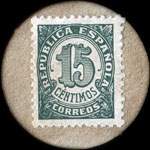 Carton moneda Barcelona 1936 - 15 centimos - timbre-monnaie de fantaisie - Espagne - revers