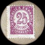 Carton moneda Barcelona 1936 - 25 centimos - timbre-monnaie de fantaisie - Espagne - revers