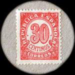 Carton moneda Barcelona 1936 - 30 centimos - timbre-monnaie de fantaisie - Espagne - revers