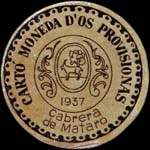 Timbre-monnaie de fantaisie - Cabrera de Mataro - 1937 - Espagne - carton moneda