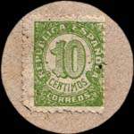 Carton moneda Caceres 1936 - 10 centimos - timbre-monnaie de fantaisie - Espagne - revers
