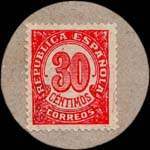 Timbre-monnaie Cadiz 1936 - carton moneda - 30 centimos - revers