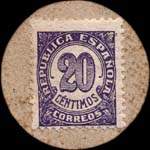Carton moneda Cornella de Llobregat-  1937 - 20 centimos - timbre-monnaie de fantaisie - Espagne - revers