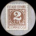 Carton moneda La Corua 1936 - 2 centimos - timbre-monnaie de fantaisie - Espagne - revers