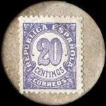 Carton moneda La Corua 1936 - 20 centimos - timbre-monnaie de fantaisie - Espagne - revers