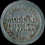 Timbre-monnaie 5 centimos - Sastreria Modelo confecciones de calidad - Barcelona - Espagne - avers