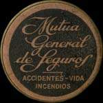 Timbre-monnaie 25 centimos - Mutua General de Seguros - Accidentes - Vida - Incendios - Espagne - avers