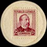 Timbre-monnaie carton Catalogne type 4 - 25 centimos - Espagne - carton moneda - revers