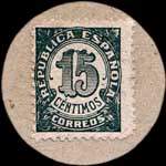 Carton moneda Daen 1936 - 25 centimos - timbre-monnaie de fantaisie - Espagne - revers