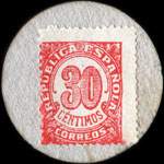 Carton moneda Figueres 1937 - 30 centimos - timbre-monnaie de fantaisie - Espagne - revers