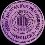 Timbre-monnaie de fantaisie - Granollers - 1937 - Espagne - carton moneda