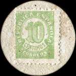 Carton moneda Graus - 1937 - 10 centimos - timbre-monnaie de fantaisie - Espagne - revers
