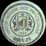 Carton moneda Graus - 1937 - 60 centimos - timbre-monnaie de fantaisie - Espagne - avers