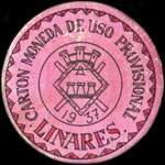 Carton moneda Linares - 1937 - 20 centimos - timbre-monnaie de fantaisie - Espagne - avers