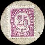 Carton moneda Linares - 1937 - 25 centimos - timbre-monnaie de fantaisie - Espagne - revers