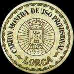 Carton moneda Lorca 1937 - 45 centimos - timbre-monnaie de fantaisie - Espagne - avers